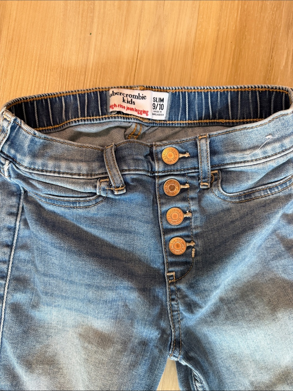 abercrombie kids Light Blue High-Rise Button-Fly Jeans
